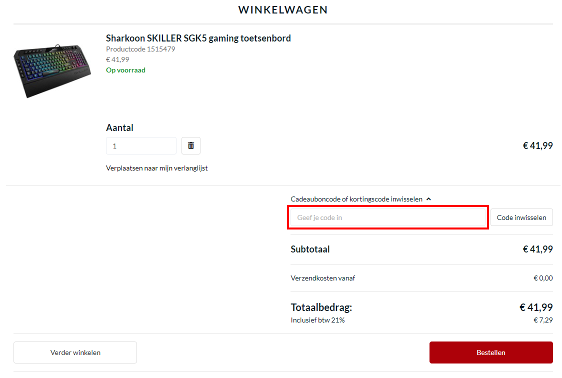 Alternate kortingscode gebruiken