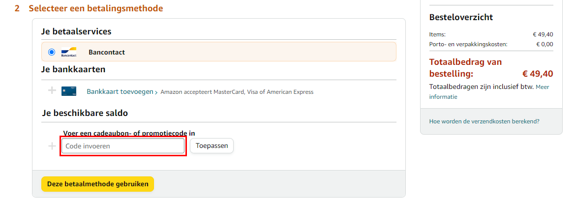 Amazon kortingscode gebruiken