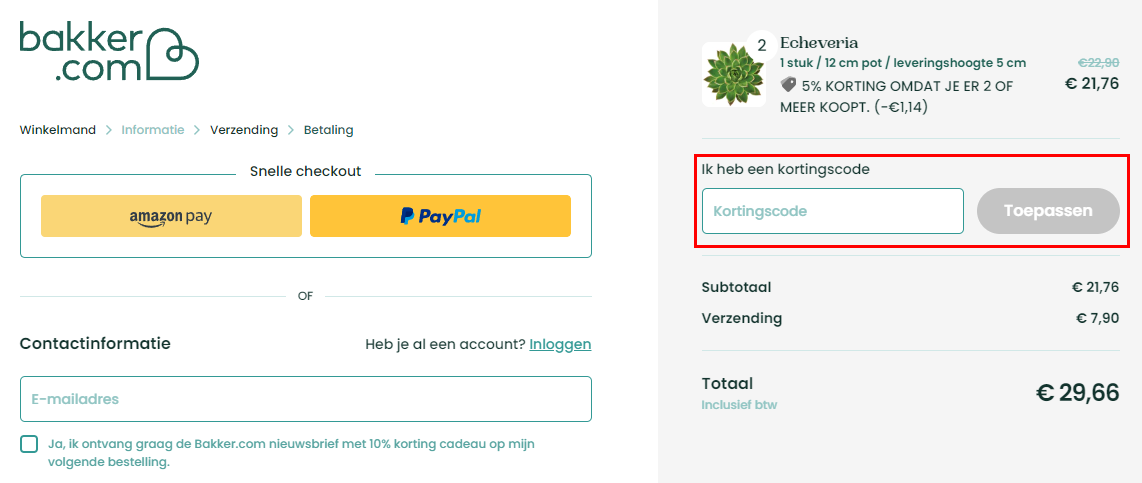 Bakker.com kortingscode gebruiken