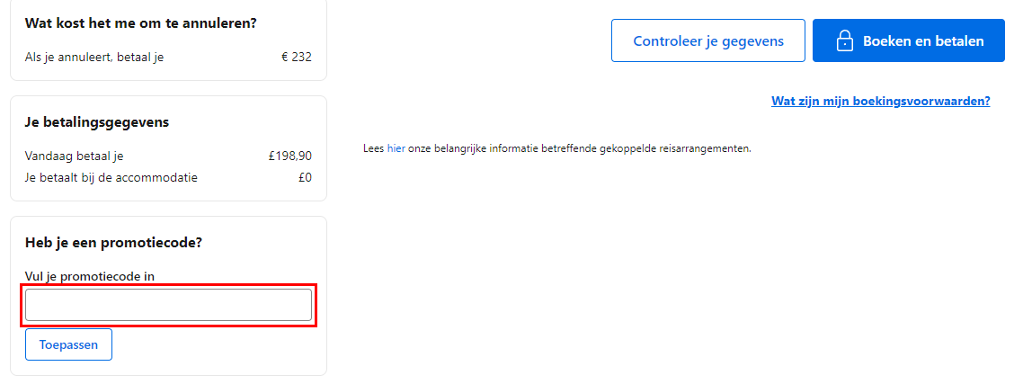 Booking.com kortingscode gebruiken