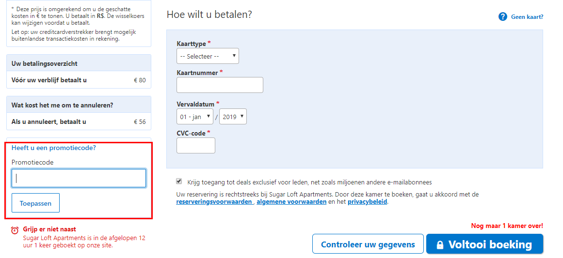 Booking.com kortingscode gebruiken