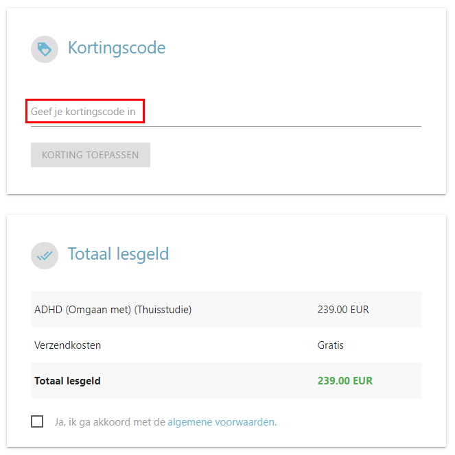 Centrum voor Avondonderwijs kortingscode gebruiken