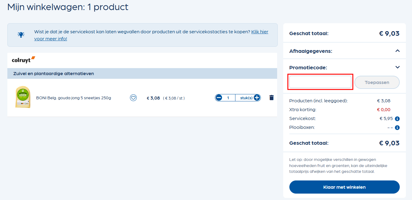 Collect and Go kortingscode gebruiken