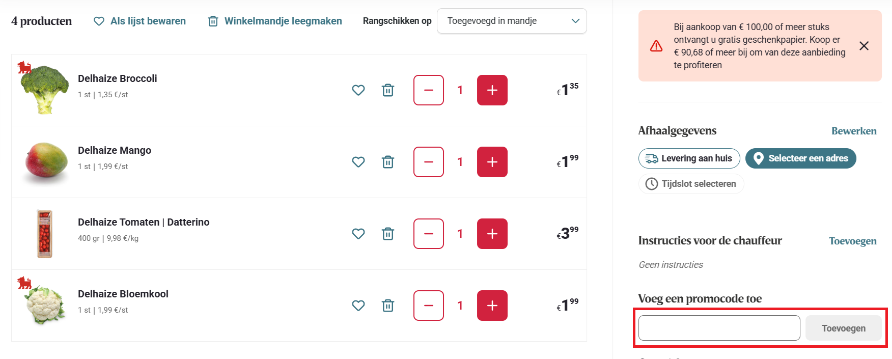 Delhaize kortingscode gebruiken