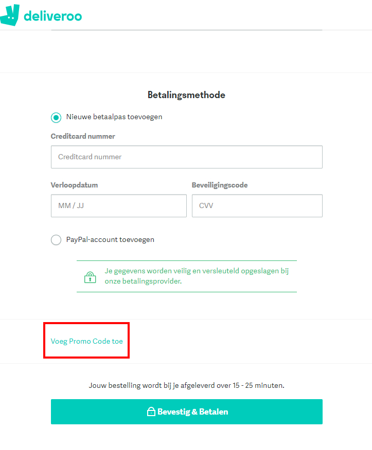 Deliveroo kortingscode gebruiken