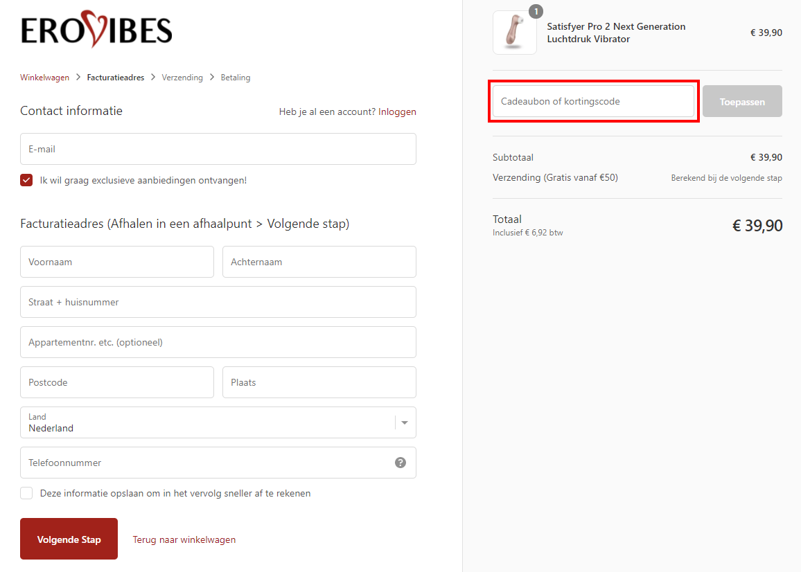 Erovibes kortingscode gebruiken
