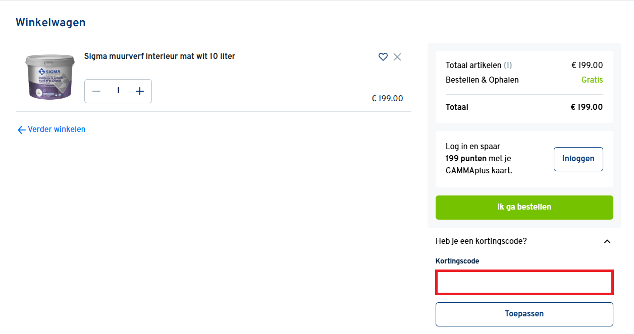 GAMMA kortingscode gebruiken
