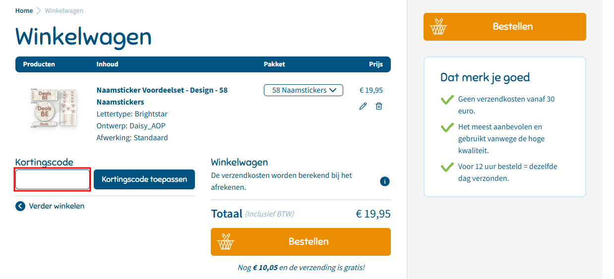 Goedgemerkt kortingscode gebruiken