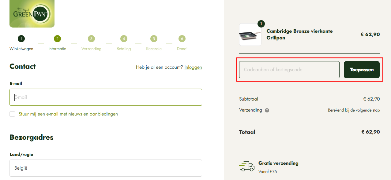 GreenPan kortingscode gebruiken