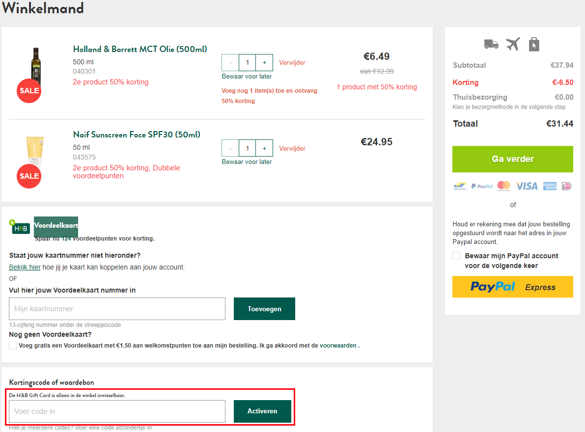 Holland and Barrett kortingscode gebruiken