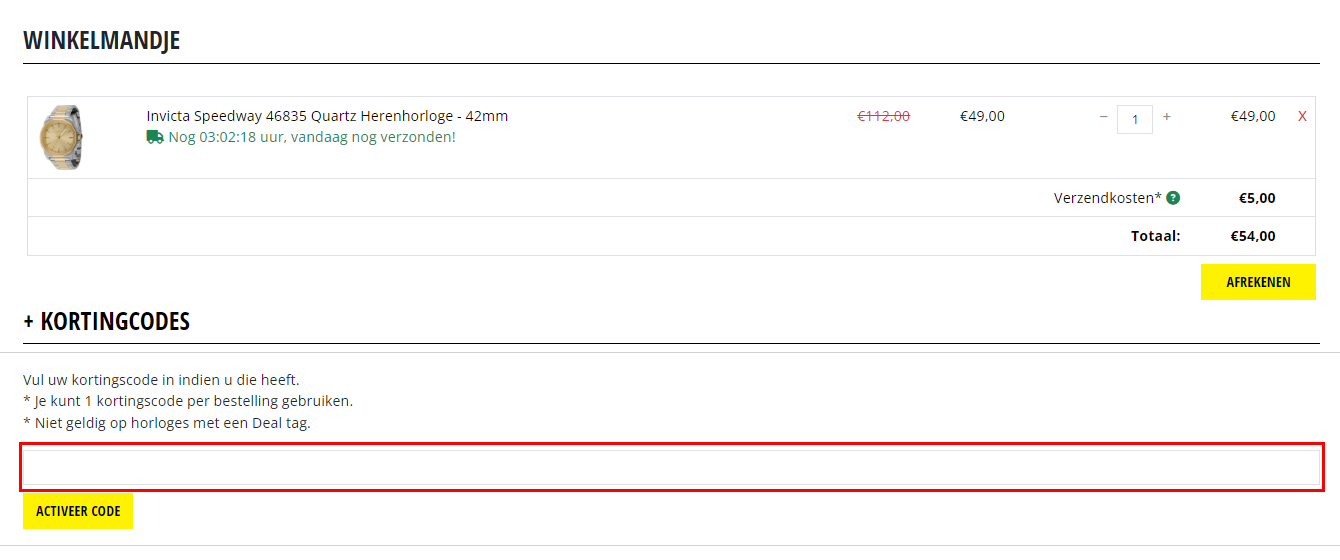 Invicta kortingscode gebruiken