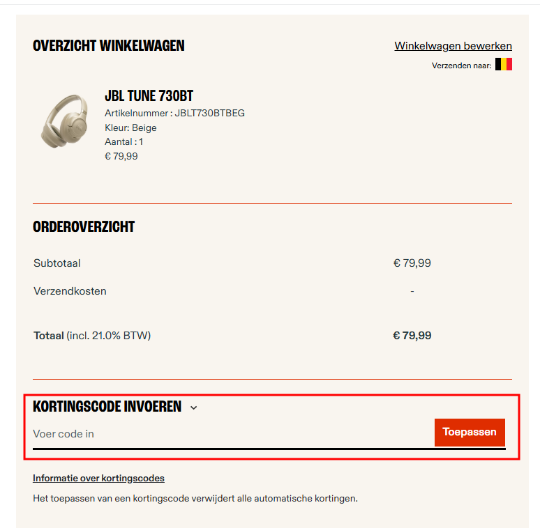 JBL kortingscode gebruiken