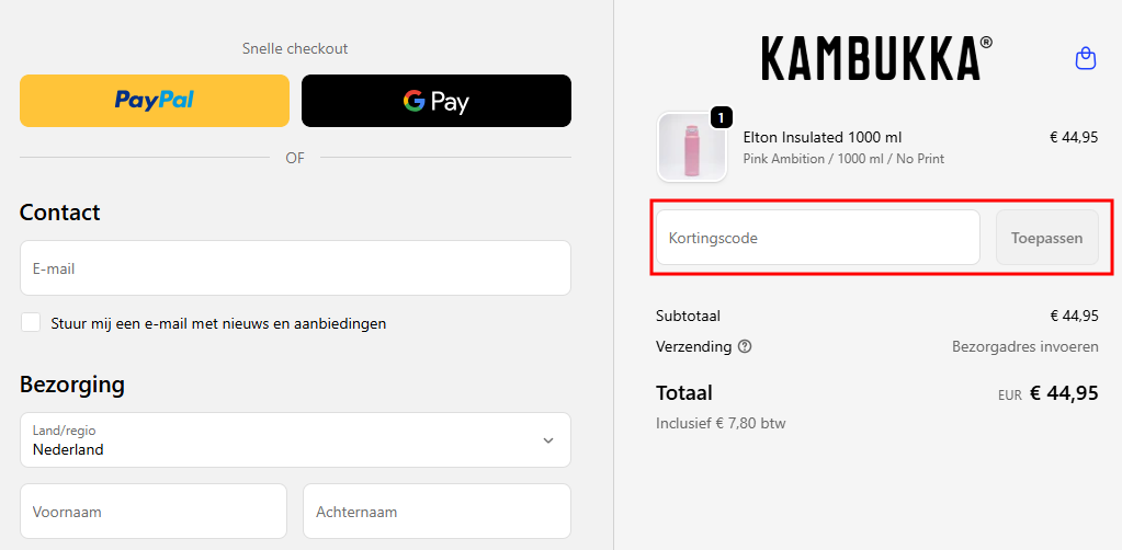 Kambukka kortingscode gebruiken