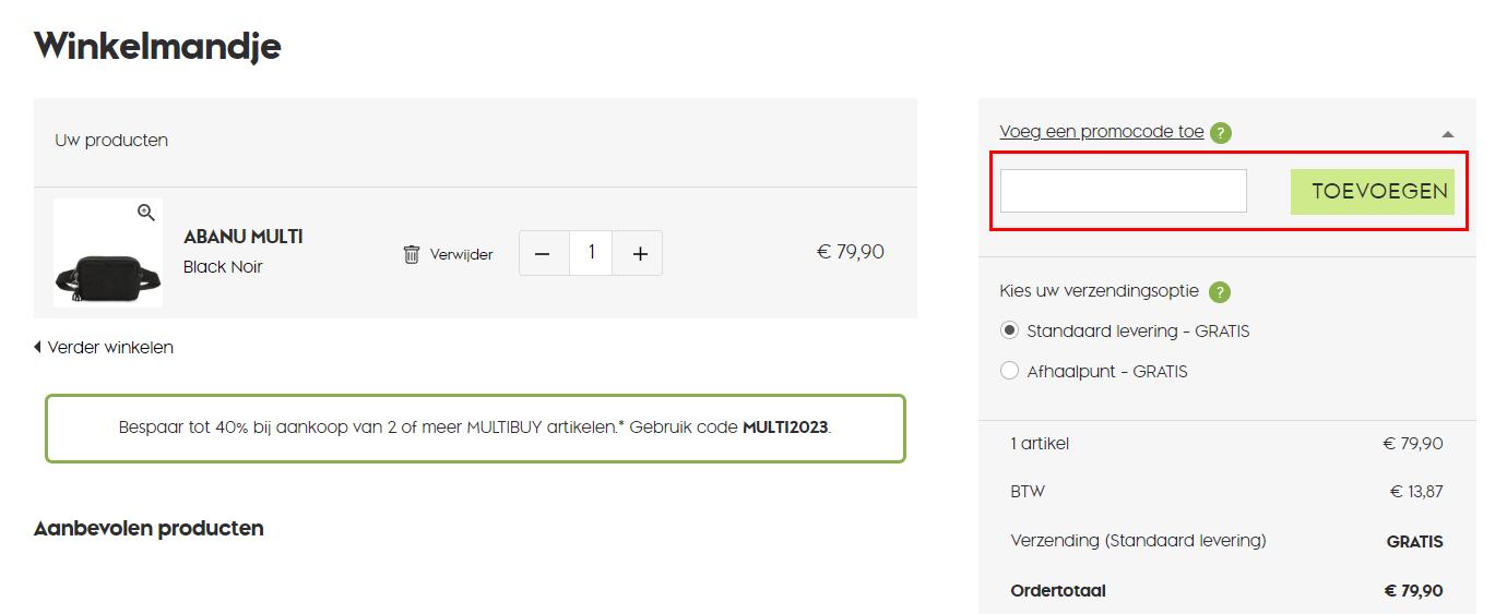 Kipling promo code gebruiken