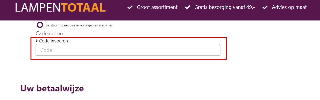 LampenTotaal kortingscode gebruiken