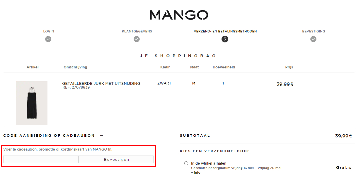 MANGO kortingscode gebruiken