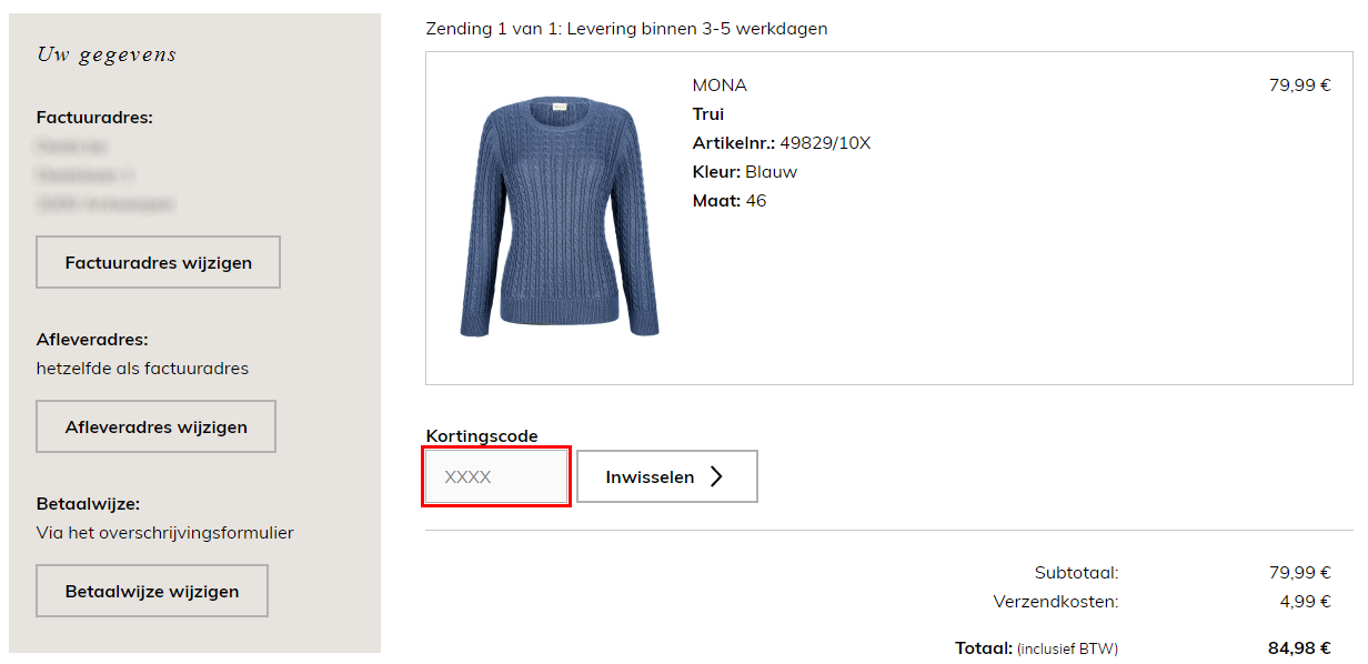 MONA Mode kortingscode gebruiken