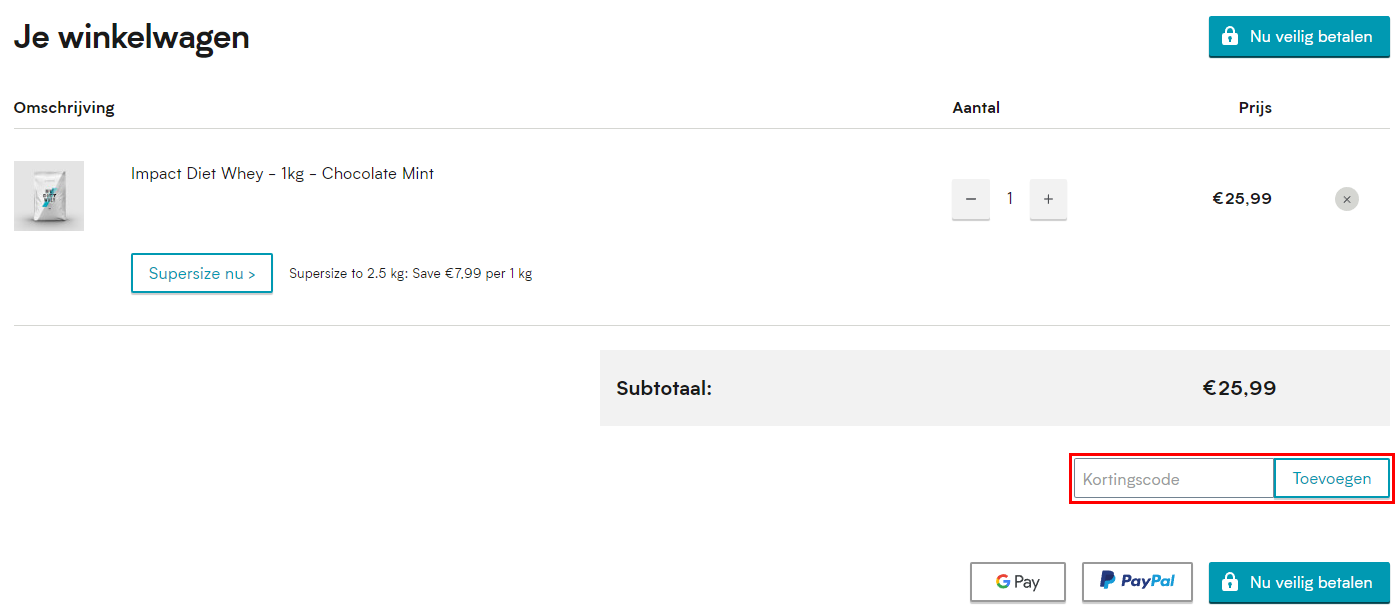 Myprotein kortingscode gebruiken