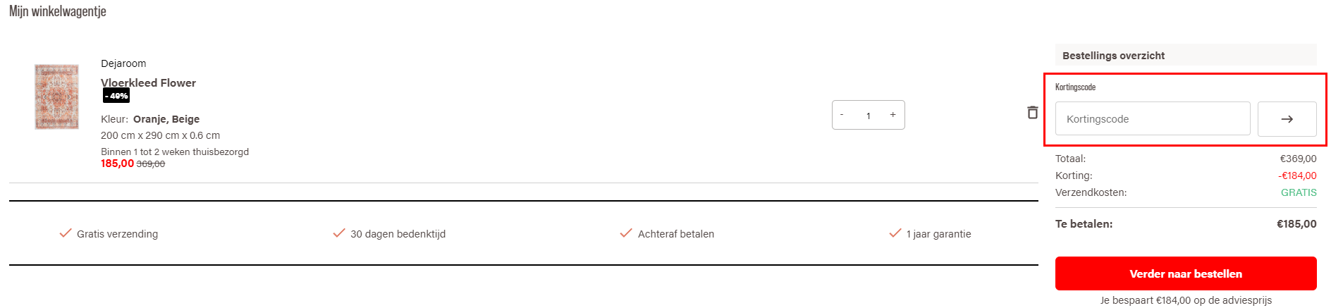 Naduvi kortingscode gebruiken