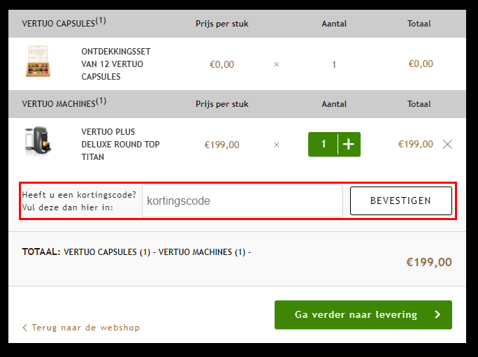 Nespresso kortingscode gebruiken