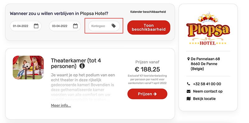 Plopsa Hotel kortingscode gebruiken