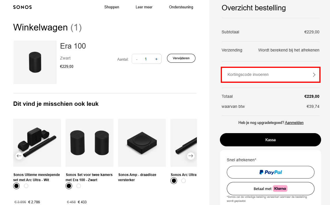 Sonos kortingscode gebruiken