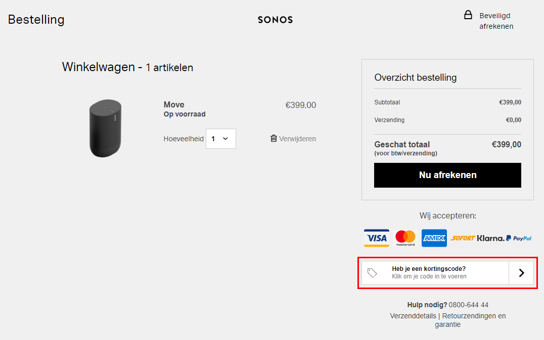 Sonos kortingscode gebruiken