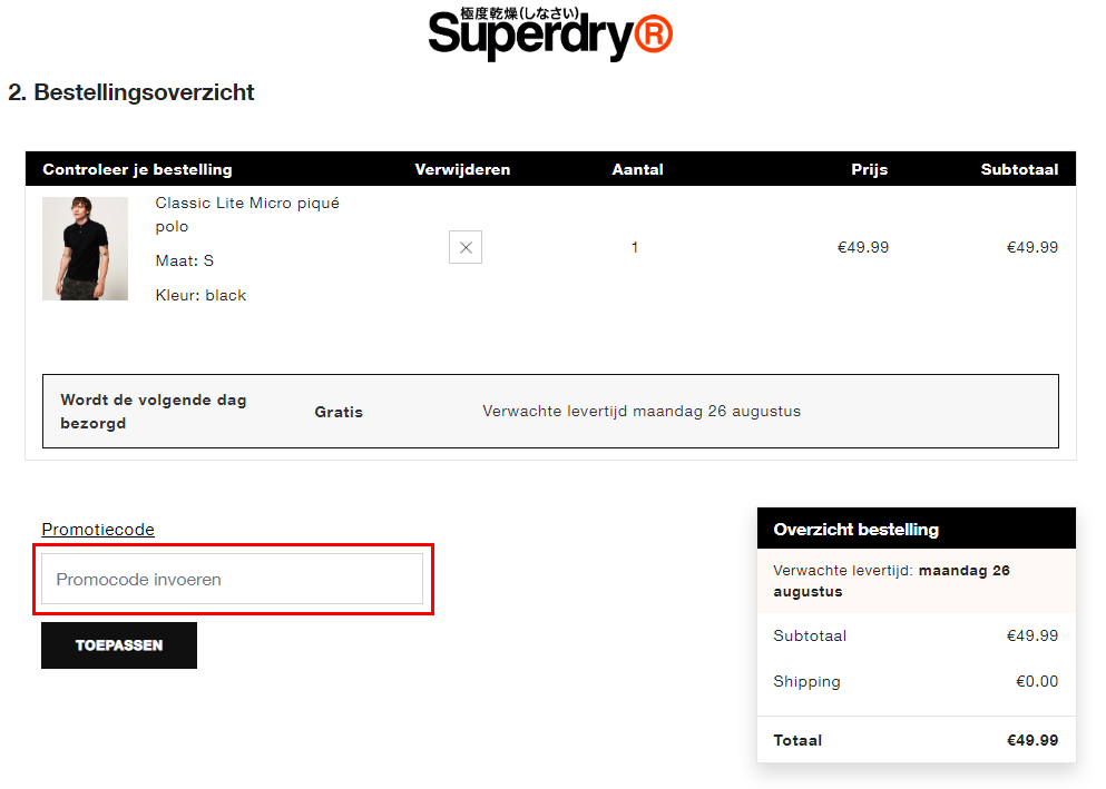 Superdry kortingscode gebruiken