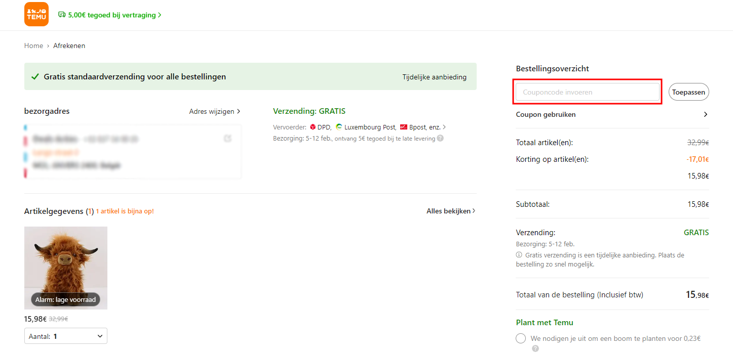 Temu kortingscode gebruiken