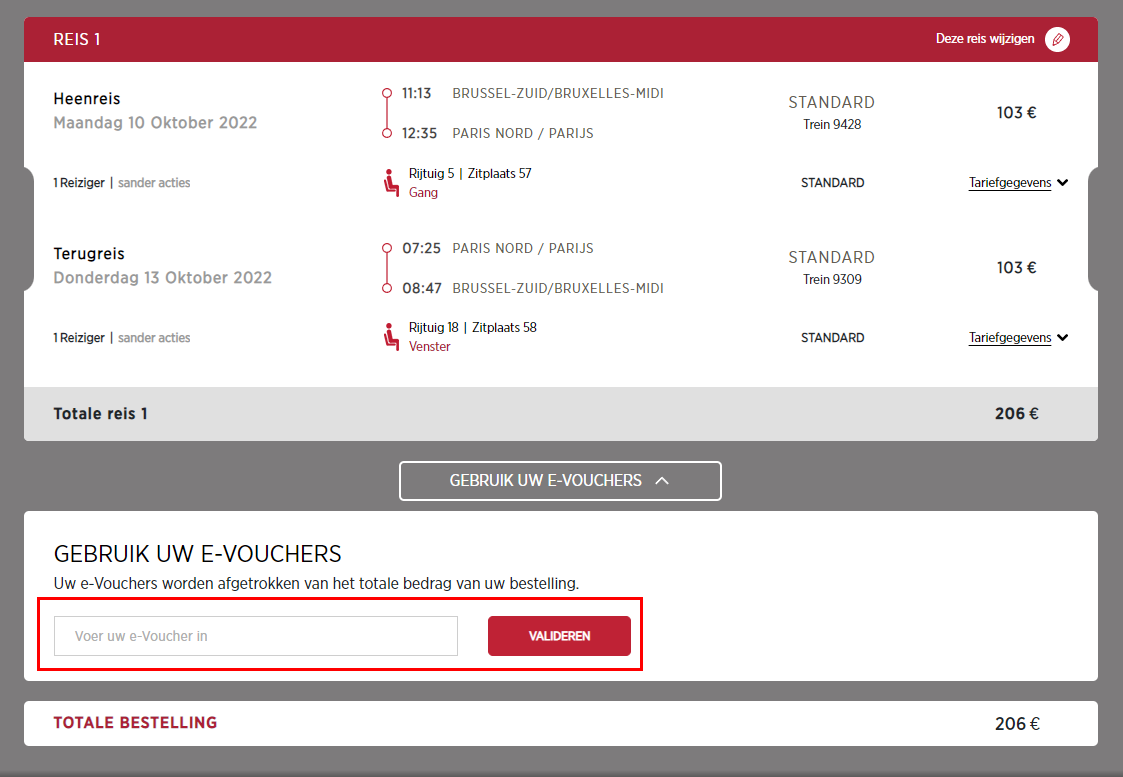 Thalys kortingscode gebruiken