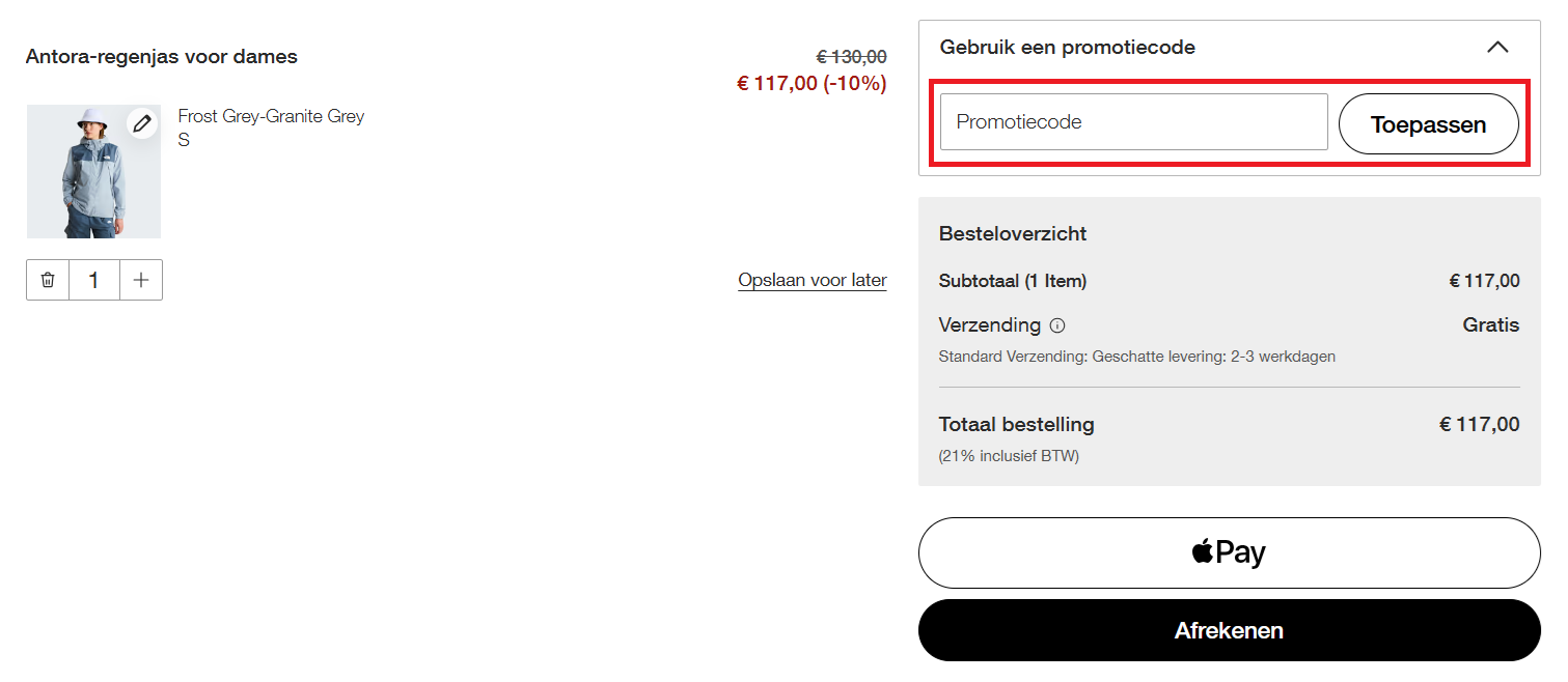 The North Face kortingscode gebruike