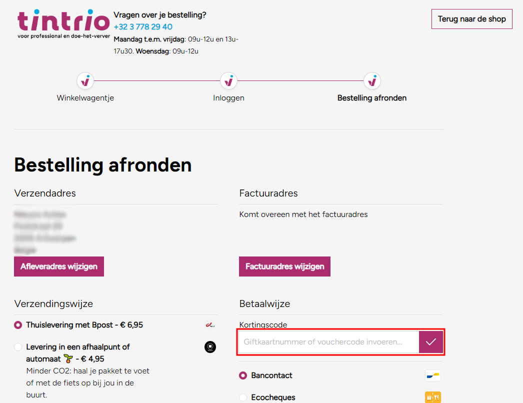 Tintrio kortingscode gebruiken