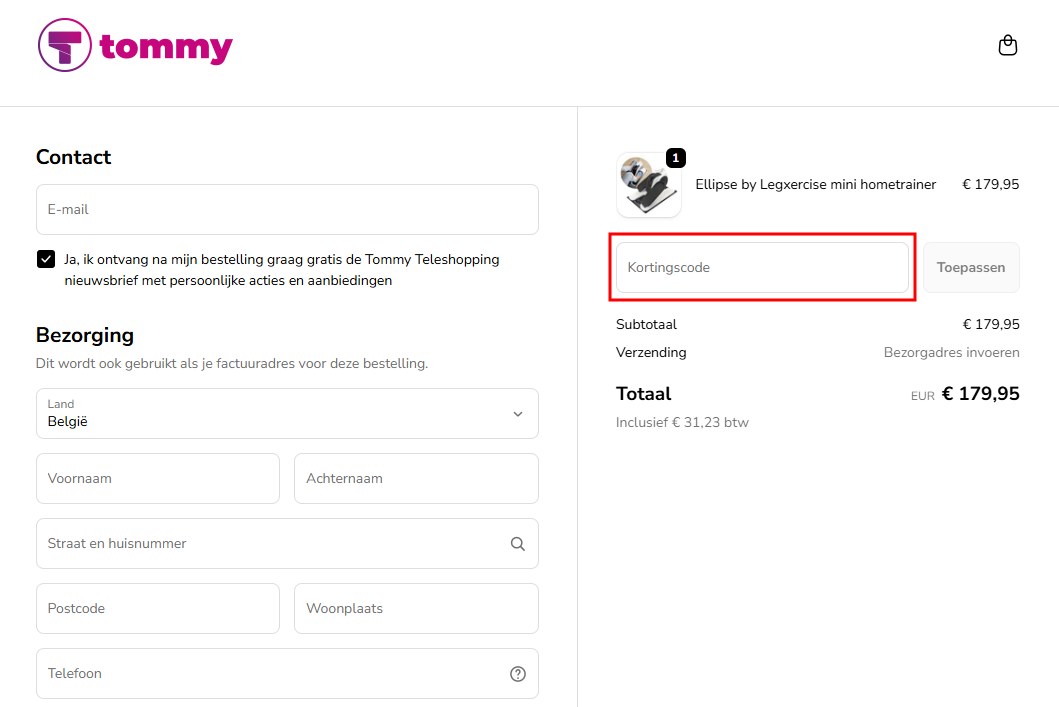 Tommy Teleshopping kortingscode gebruiken