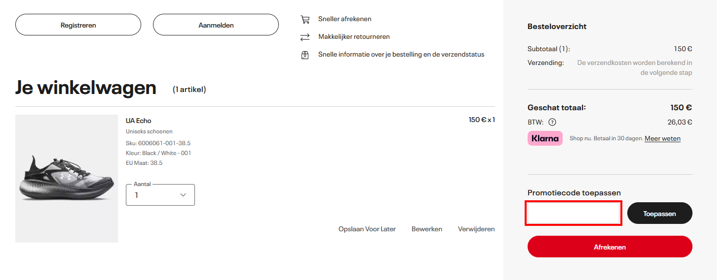 Under Armour kortingscode gebruiken