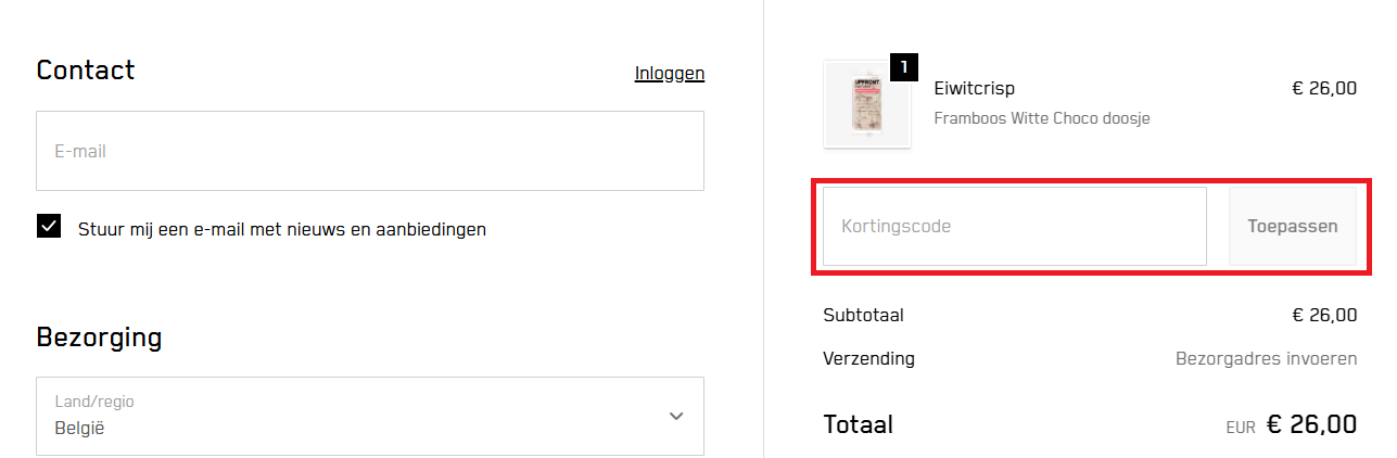 Upfront kortingscode gebruiken