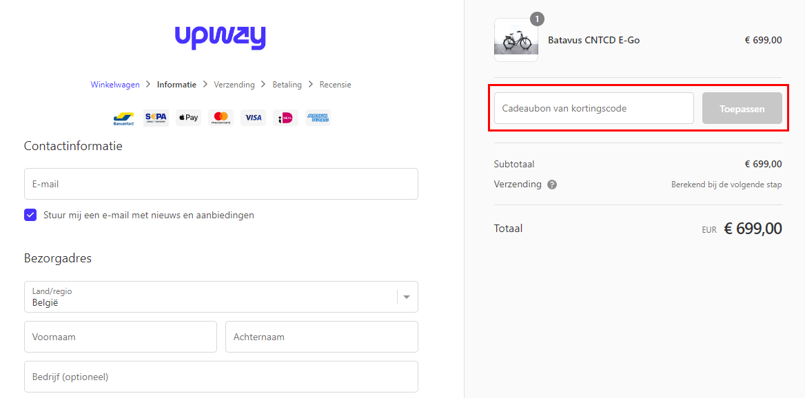 Upway kortingscode gebruiken
