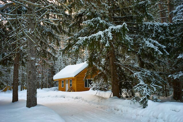 Vakantiehuisje in de sneeuw