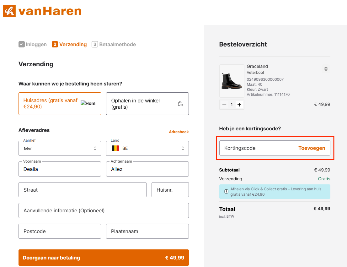 vanHaren kortingscode gebruiken