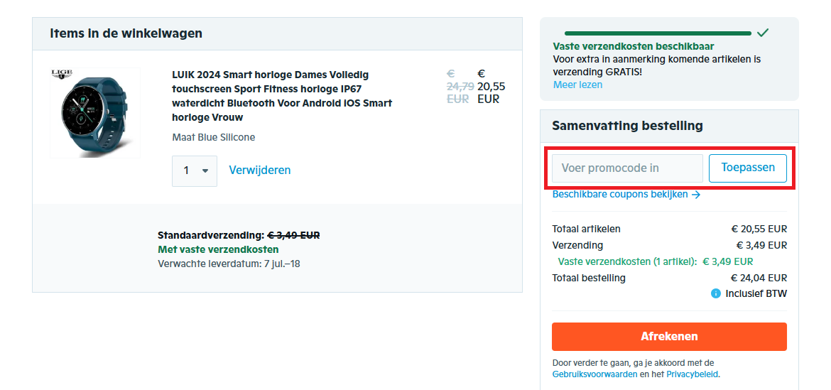 Wish kortingscode gebruiken